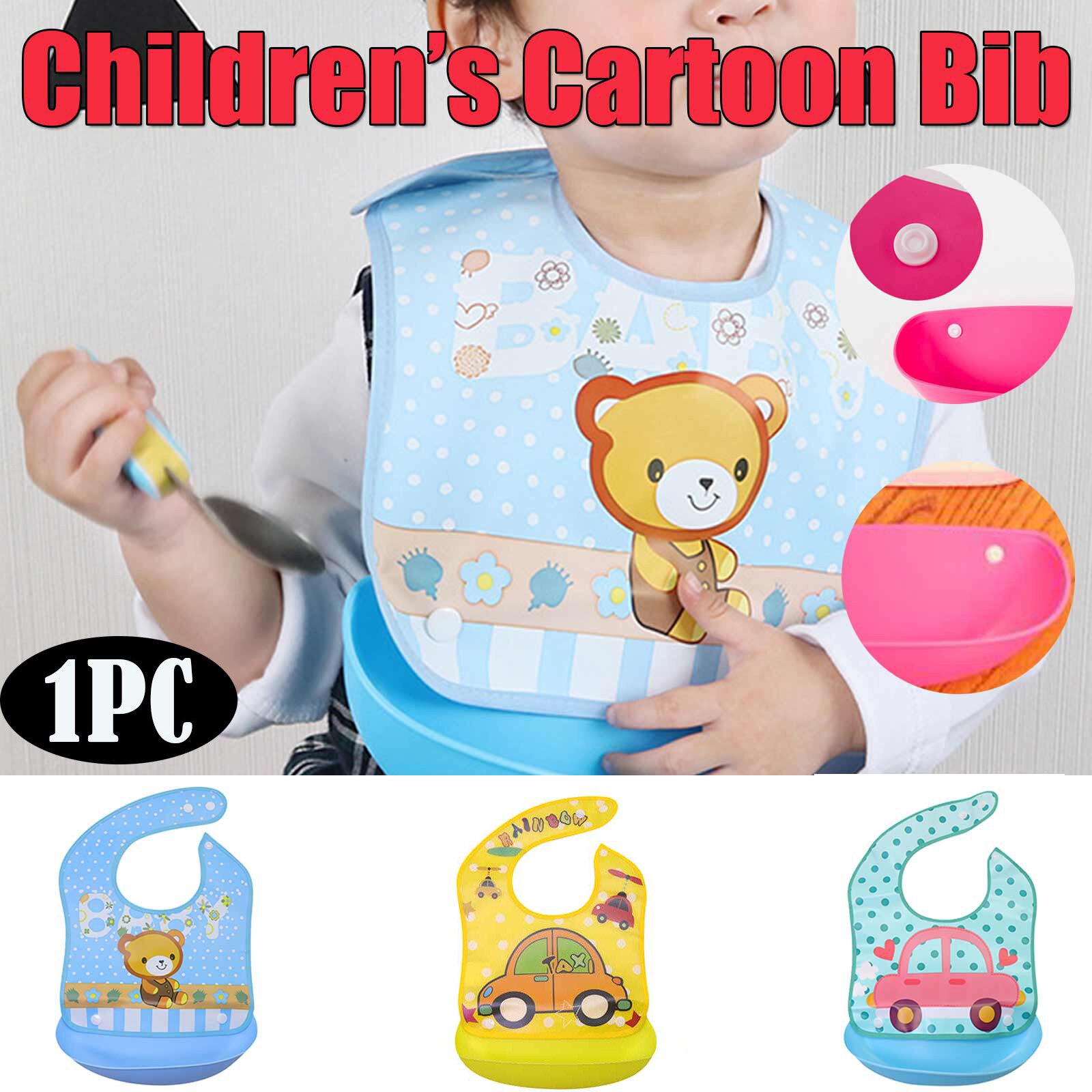 Kinderen Bib Peuters Baby Herbruikbare En Wasbare Zachte Cartoon Slabbetjes Met Silicone Voedsel Catcher Babies Accessoires Houden Schoon