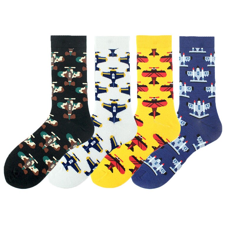 Moda szczęśliwy zabawny dla obu płci malarstwo UFO astronauta rakieta kosmiczna gwiezdne wojny męskie skarpetki Streetwear bawełna mężczyzna deskorolka chłopców