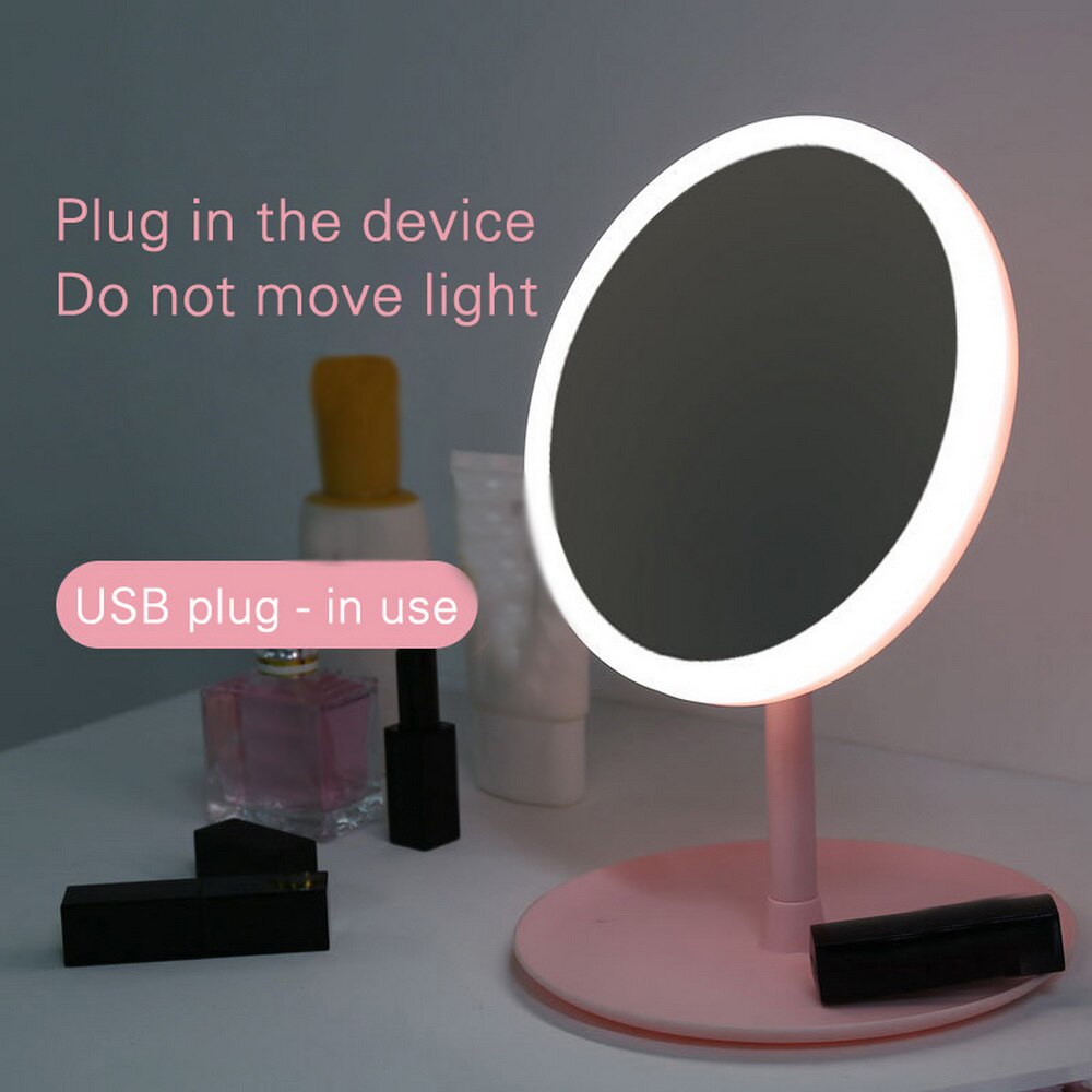 Espejo de maquillaje con aumento de luz led para maquillaje, espejo de tocador iluminado y espejos iluminados de belleza desmontables: LED-USB plug