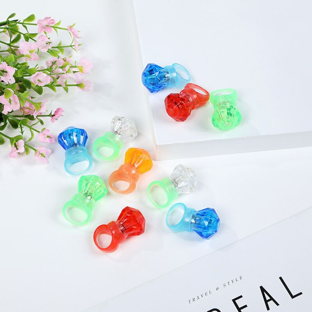 20pcs LED-Ring Knippert Diamant Vorm Vinger Lichten Knipperen Ornamenten voor Party Decor Gemengde Kleur