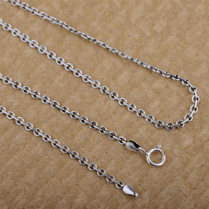 Collier Vintage en argent Sterling S925 pour hommes et femmes, chaîne ronde à boucle croisée, thaïlandaise, bijoux
