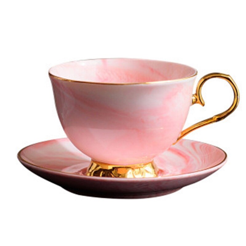 Marble Phnom Penh Ceramic Coffee Cup and Saucer Set Afternoon Tea Cup Lovers: Pink