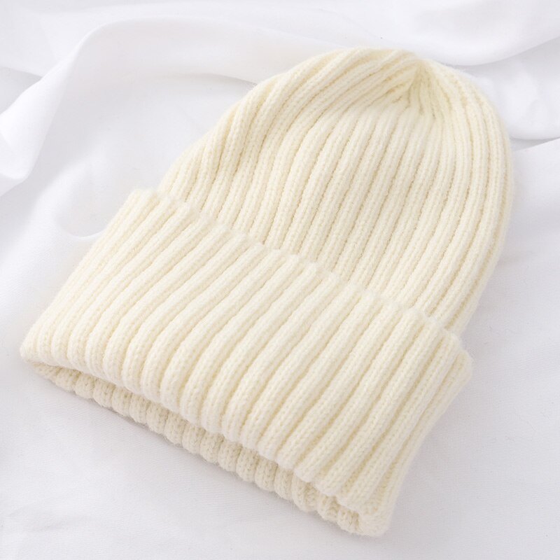 Kvinder vinter varm hue uld strik hue hatte kvinde hue behagelig bomulds kasket slouchy beanie hække kasket flere farver: Beige -1
