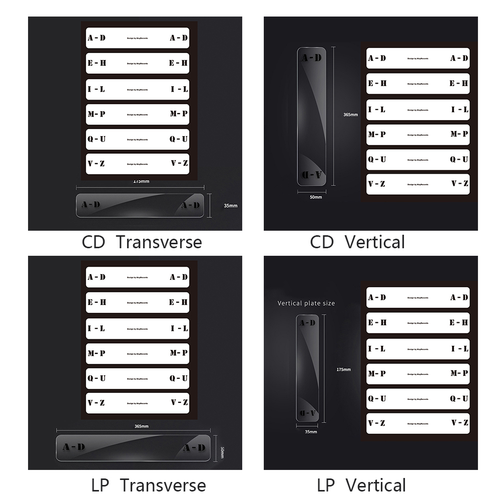 6 stk akryl praktisk klassificeringskort alfabet fane tag tag opdeler az sortering gennemsigtig indeks musik vinyl label
