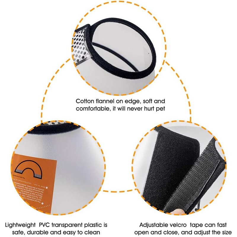 Zachte Hond Kat Cone Kraag Voor Na Chirurgie Anti-Bite Lik Hond Herstel Kraag Elizabethaanse Doorschijnende Herbruikbare Zachte Hond kegel