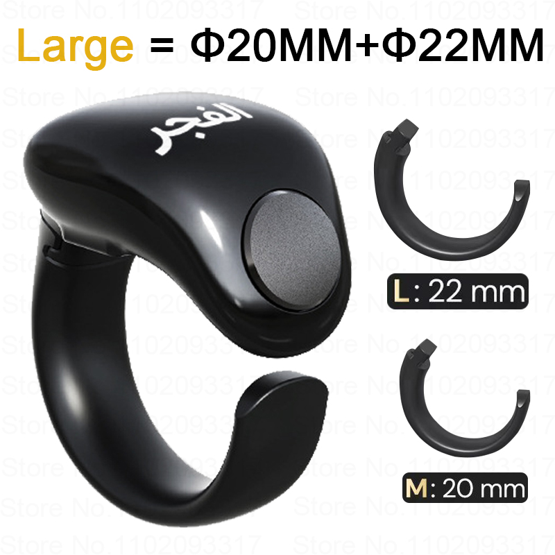 Weslamic Smart Tasbeeh Zikr Ring Islamitische Tally Digitale Teller voor Moslims Lof Gebed Herinnering Magnetisch Opladen Waterdicht: WHITE
