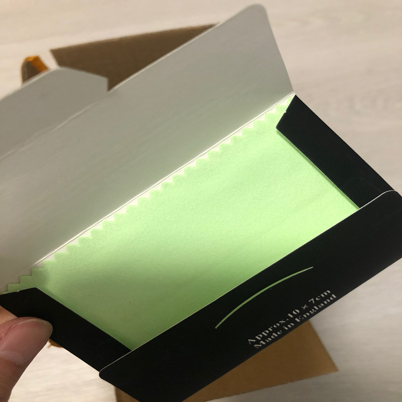 100 stk 10 x 6.5cm individuel sort pakke sølv pudseklud anti anløbning smykker værktøj sterling sølv polering rengøring: Grøn