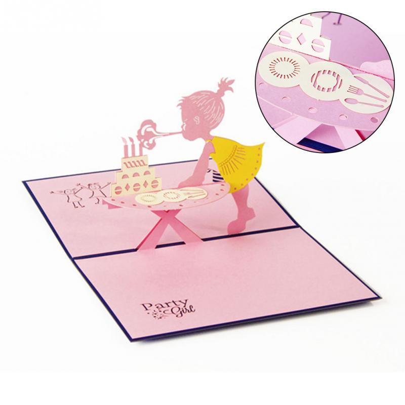 3D Pop Up Birthday paperbard Cards Invitations Love Baby girl Birthday party Anniversary Greeting Cards Postcard