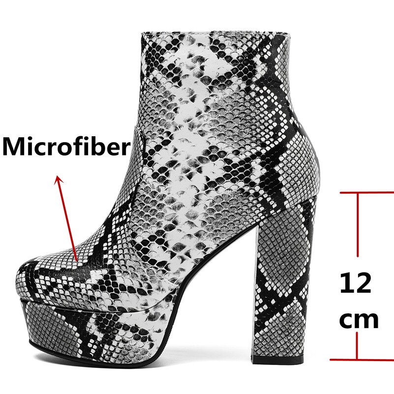 Fedonas dierenprint microvezel leren dames enkellaarsjes met rits superhoge hakken platform feestschoenen dames korte laarzen