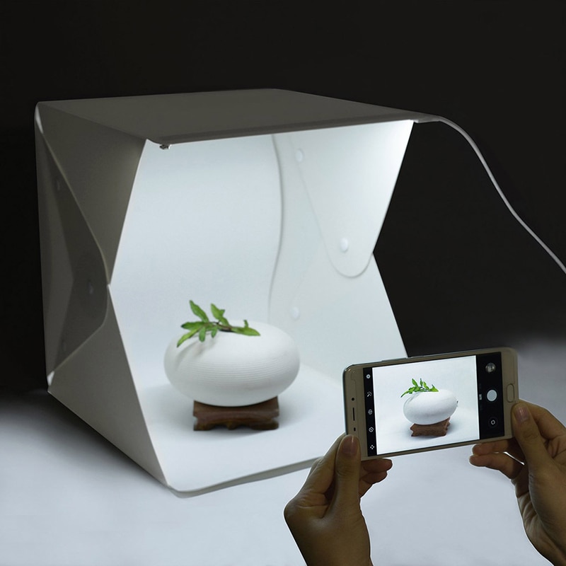 Mini dobrável anel led light room lightbox fotografia photo studio luz tenda caixa macia backdrops para digital dslr câmera