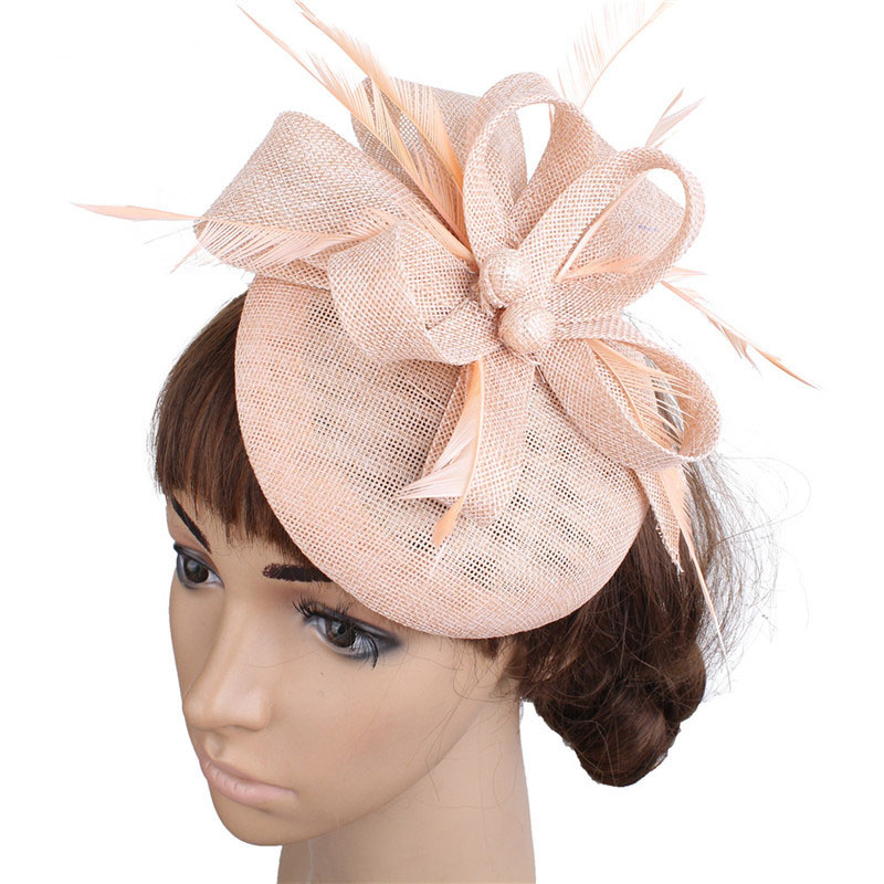 Fs Vrouwen Vintage Kerk Hoed Tovenaar Grote Derby Rose Rode Hoofdband Veer Mesh Party Hoeden Cocktail Grote Bruiloft Hoeden Fedora: Champagne