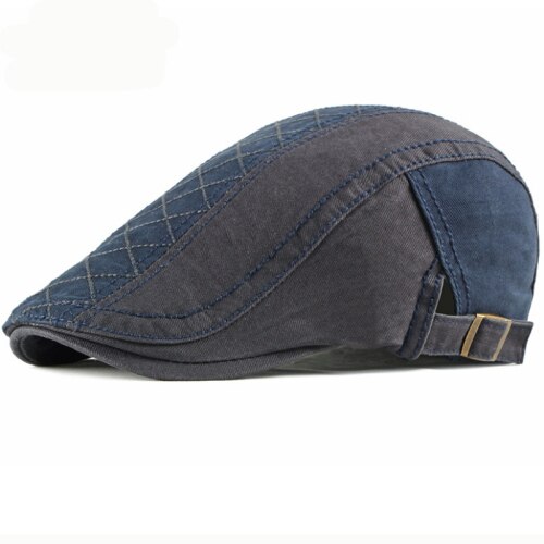 HT2412 100% Cotton Women Men Beret Cap Artist Painter Adjustable Newsboy Ivy Flat Cap Vintage Spring Summer Cap Hat Men Berets: Navy Blue