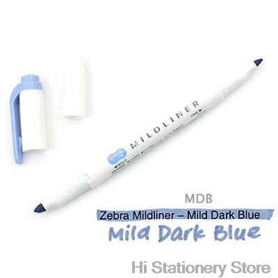 branded Zebra MildLiner Highlighter Marker Double-Sided Round Toe/Oblique Mild 15 Color for Choose Office and School Supply: Mild Dark Blue 1PC