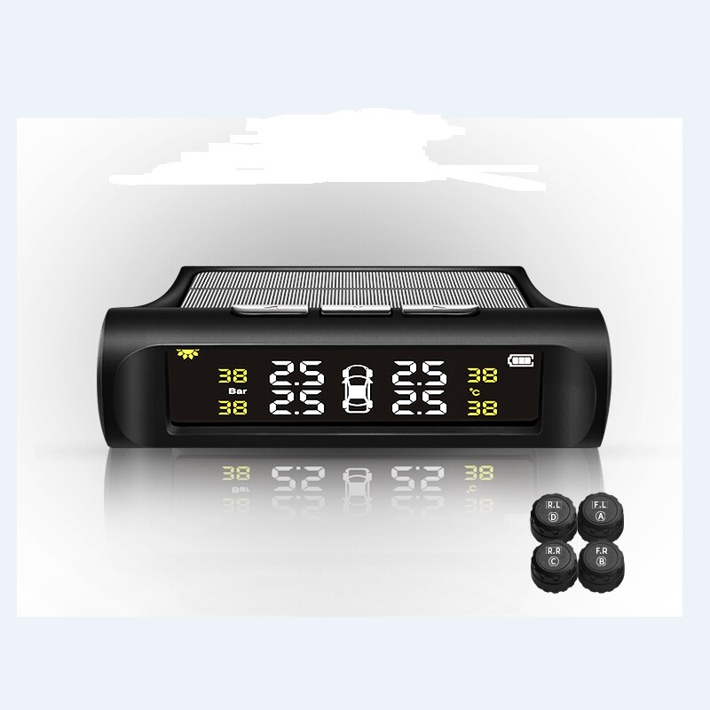 Smart Car TPMS Tyre Pressure Monitoring System Solar Power Charging Wireless Digital LCD Display Auto Security Alarm Systems