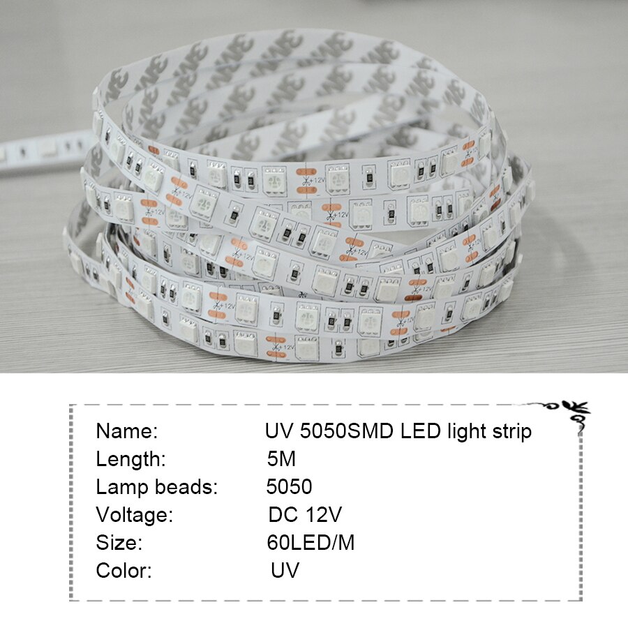 UV Light Disinfection Strip 5m 5050 LED Tape Germicidal Disinfection Light LED Strip Lights 12V for Home Disinfecting Air Clean