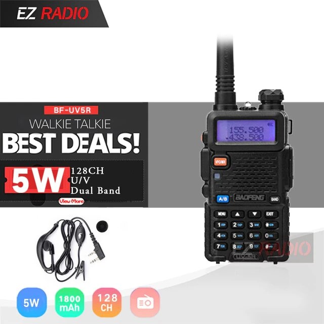 Baofeng UV-5R Walkie Talkie Dual Band 2 Manier Cb Ham Radio UV5R 5W Vhf Uv 5R Hf Transceiver uv 82 Snelle Levering Van Polen Eu: Black-Headset