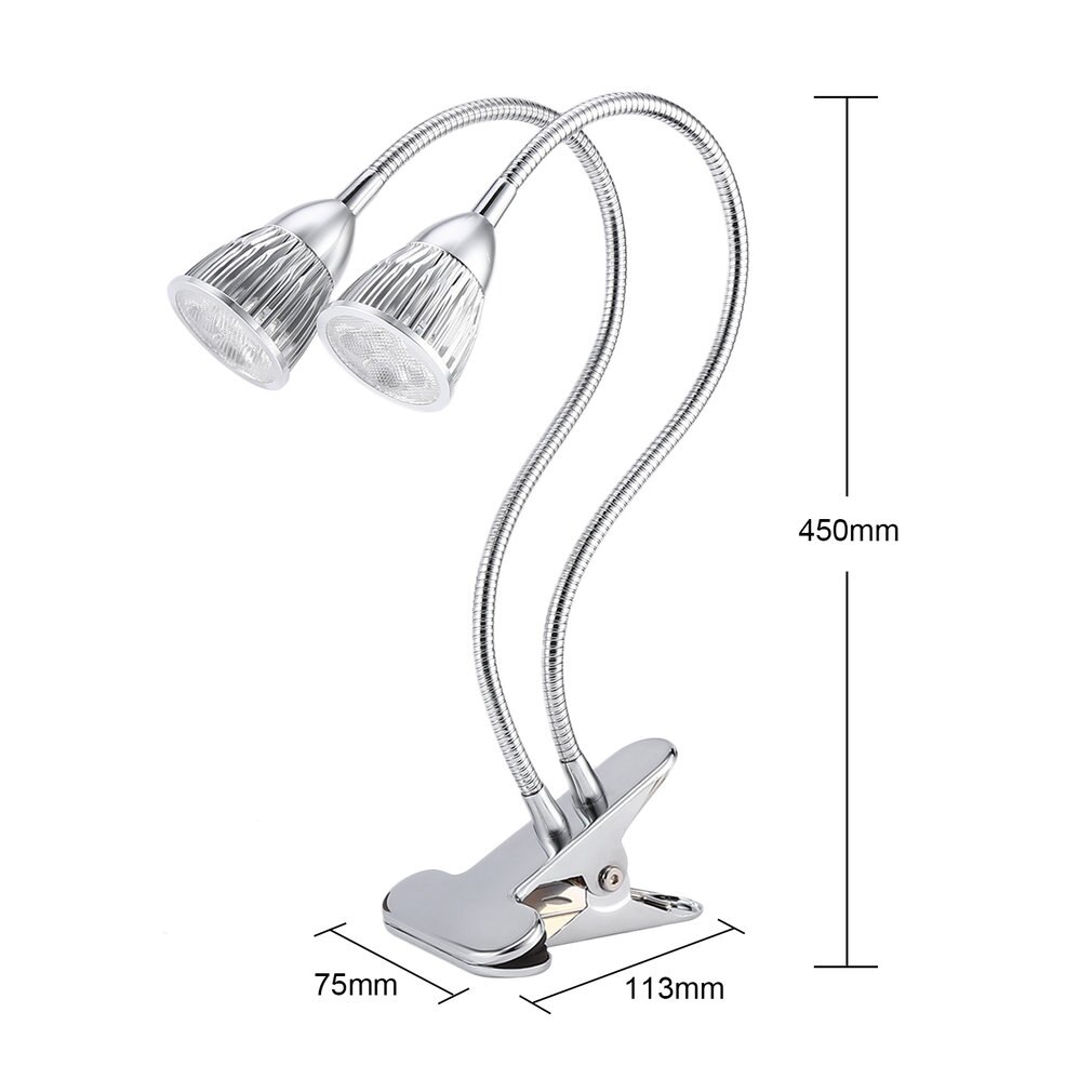 10W Double Head Gooseneck LED Plant Grow Light Clip Table Lamp Hydroponic Desk Grow Light Garden Lighting LED Grow Light