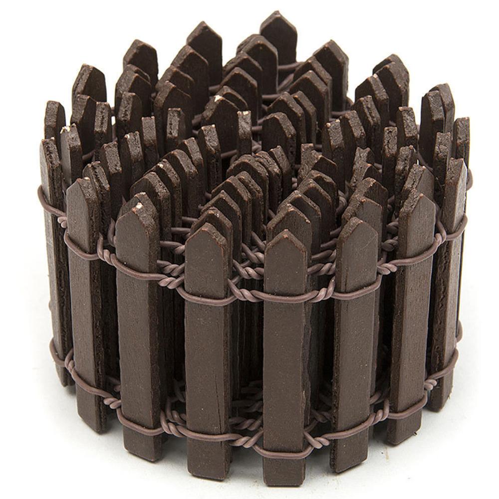 Miniature Fence Garden Decor DIY Fairy Garden Kit Wood Fence Accessories Realistic shape Hand-painted Garden Building: Chocolate