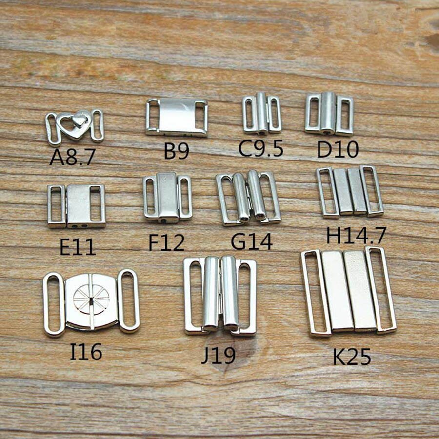10 set legering bh klämma spännen badkläder clickers bikini front stängning spänne dekoration