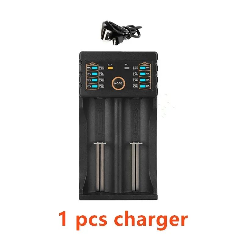 2025 Nuova batteria al litio 18650 ricaricabile 3.7V 19800mAh Batteria per torcia con caricatore USB Alimentazione ad alta capacità di lunga durata S: Oro
