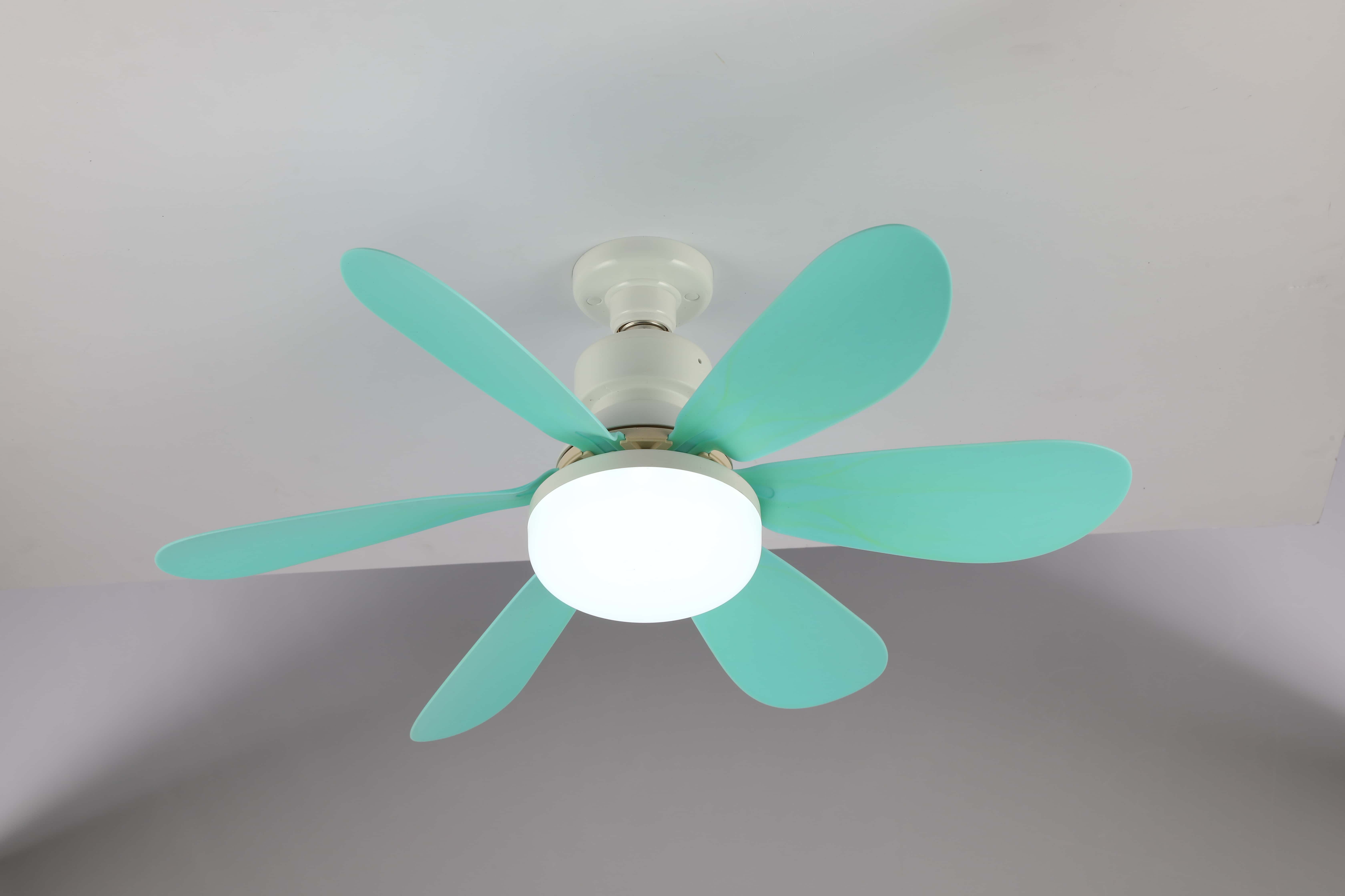 Ventiladores de techo Luz E27 LED 40W con función de atenuación remota Luz de ventilador de techo para dormitorio Garaje Estudio Cocina y uso doméstico: Azul