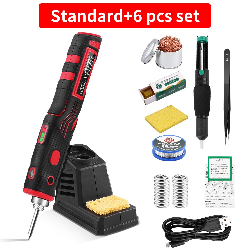 LUXIANZI USB Cordless Soldering Iron Rechargeable Repair Welding Tools Fast Charging Wireless Electric Solder Iron with Light: LXZ921142A