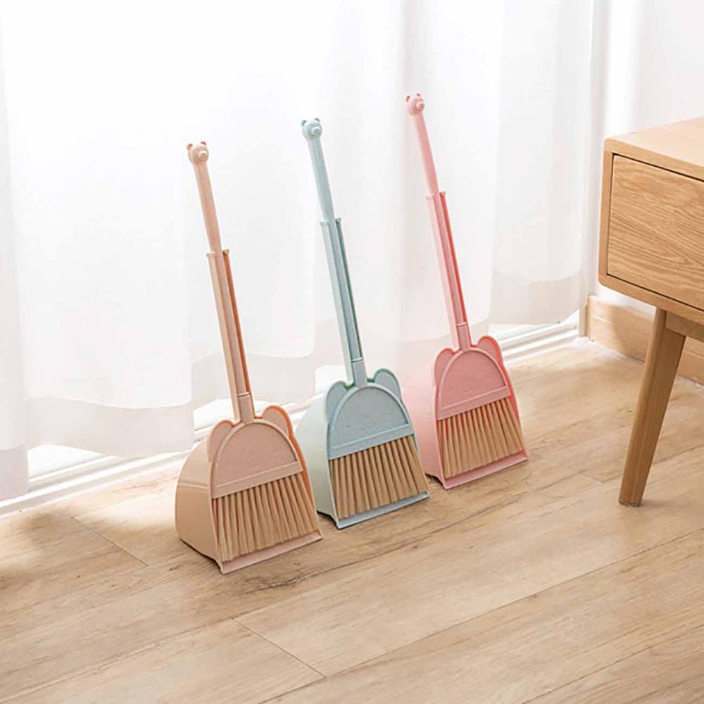 OTHERHOUSE Baby Mini Sweeping Home Broom Dustpan Set Children Toy Floor Cleaner Dust Pan and Brush Soft Bristle Cleaning Tool