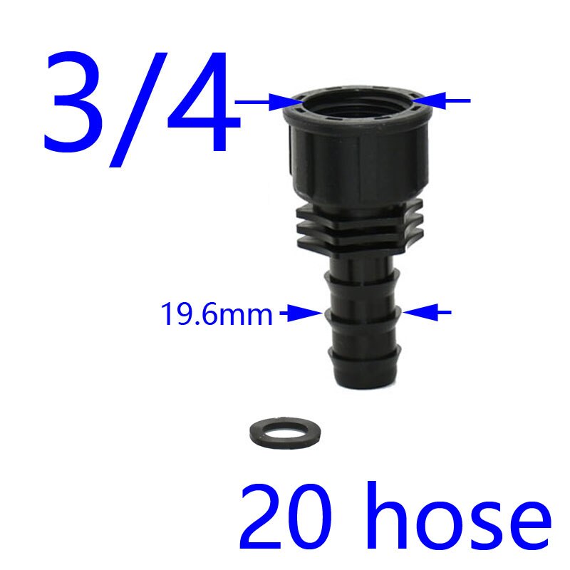 Dn15 dn20 slangkontakt  to 1/2 " 3/4 " honkontakt taggad plastslangkoppling mikrobevattningsadapter 2 st