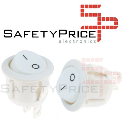 2x Interruptor ON OFF Redondo Blanco PANEL 220v 250v 10A empotrable boton REF2087