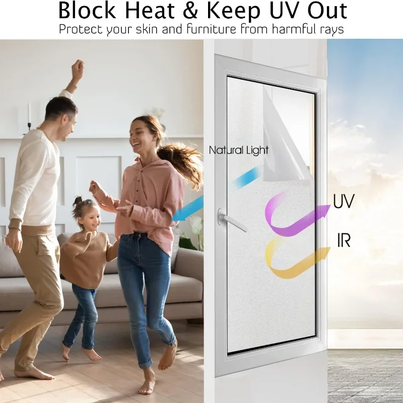 2 Meter Matte Frosted Window Film Privacy Protective Decorative Glass Tint Film for Home Opaque Self Adhesive Window Sticker