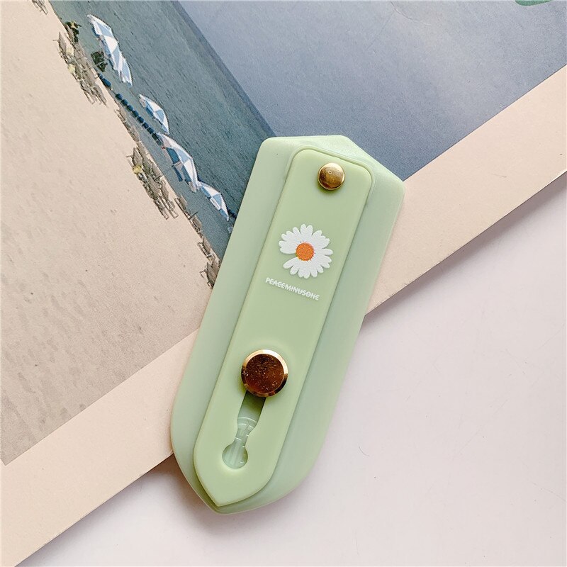 Daisies Flower Push Pull Silicone Candy Color Short Wrist Strap Finger Ring Grip Bracket Phone Holder Universal For iPhone 11: Mint Green