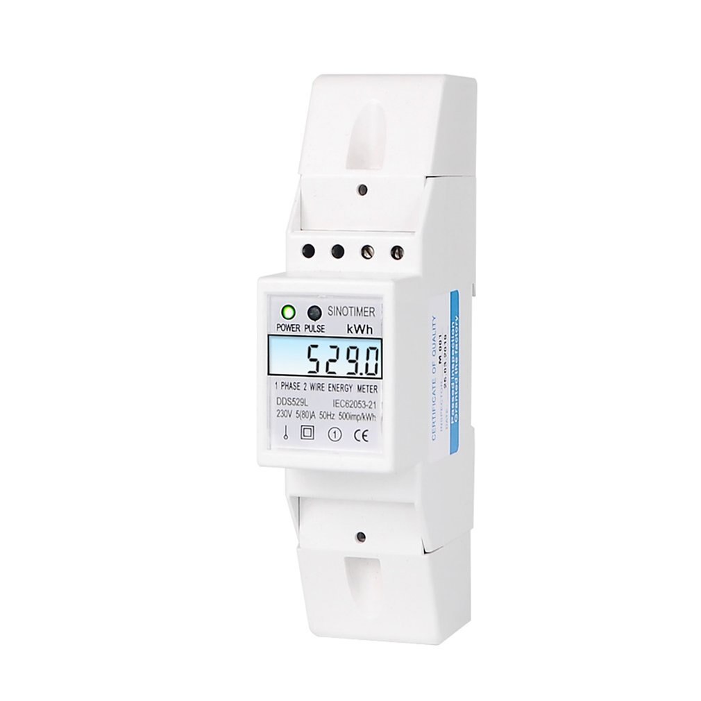 Residential 2 Wire Single Phase Din Rail Energy Meter Electric KWH Meter With Backlight AC 230V 5-80A For Saving Power Energy: Default Title