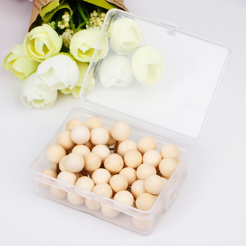 60 Pcs Ronde Houten Punaise Creatieve Decoratieve Tekening Push Pins Hout Hoofd