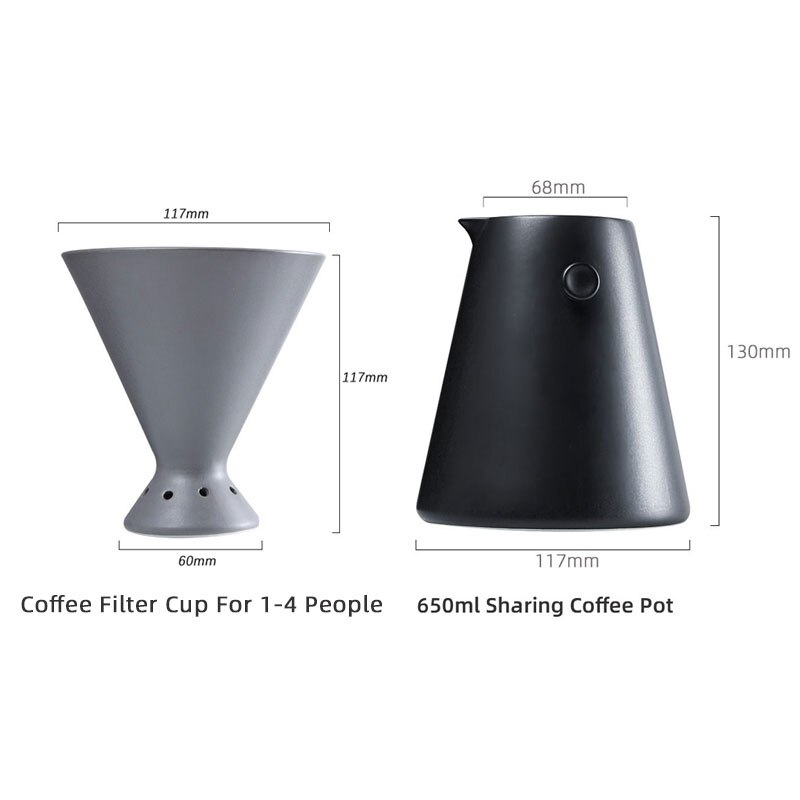 Household Hand Drip Coffee Set with Filter V60 Drip Brewing Device Ceramic Material 650ml Sharing Coffee Pot: Dripper Set