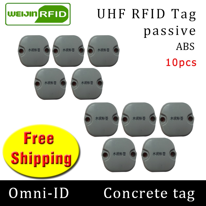 UHF RFID Concrete tag omni-ID 915mhz 868mhz Impinj Monza4QT EPC 10pcs durable ABS smart card passive RFID tags