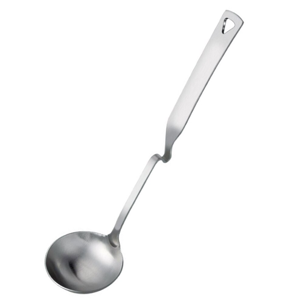 Stainless Steel Hanging Ladle with Unique Curved Handles pot soup spoon thickening Side Rest Ladle 13 inches: Small curved spoon