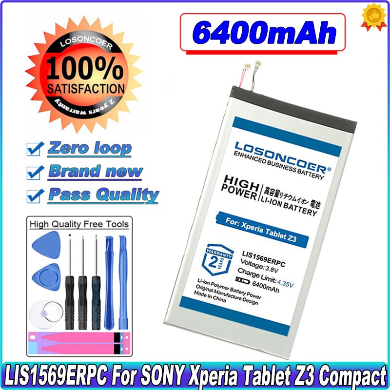 Batería de buena para Sony Xperia Tablet Z3 Compact SGP611 SGP612 SGP621, ciclo 0, 100% mAh, LIS1569ERPC, nueva, 6400