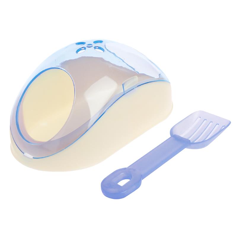 Caja de baño para hámster, contenedor de arena para baño de hámster con pala, inodoro para hámster, caja de baño para Chinchilla: Blue