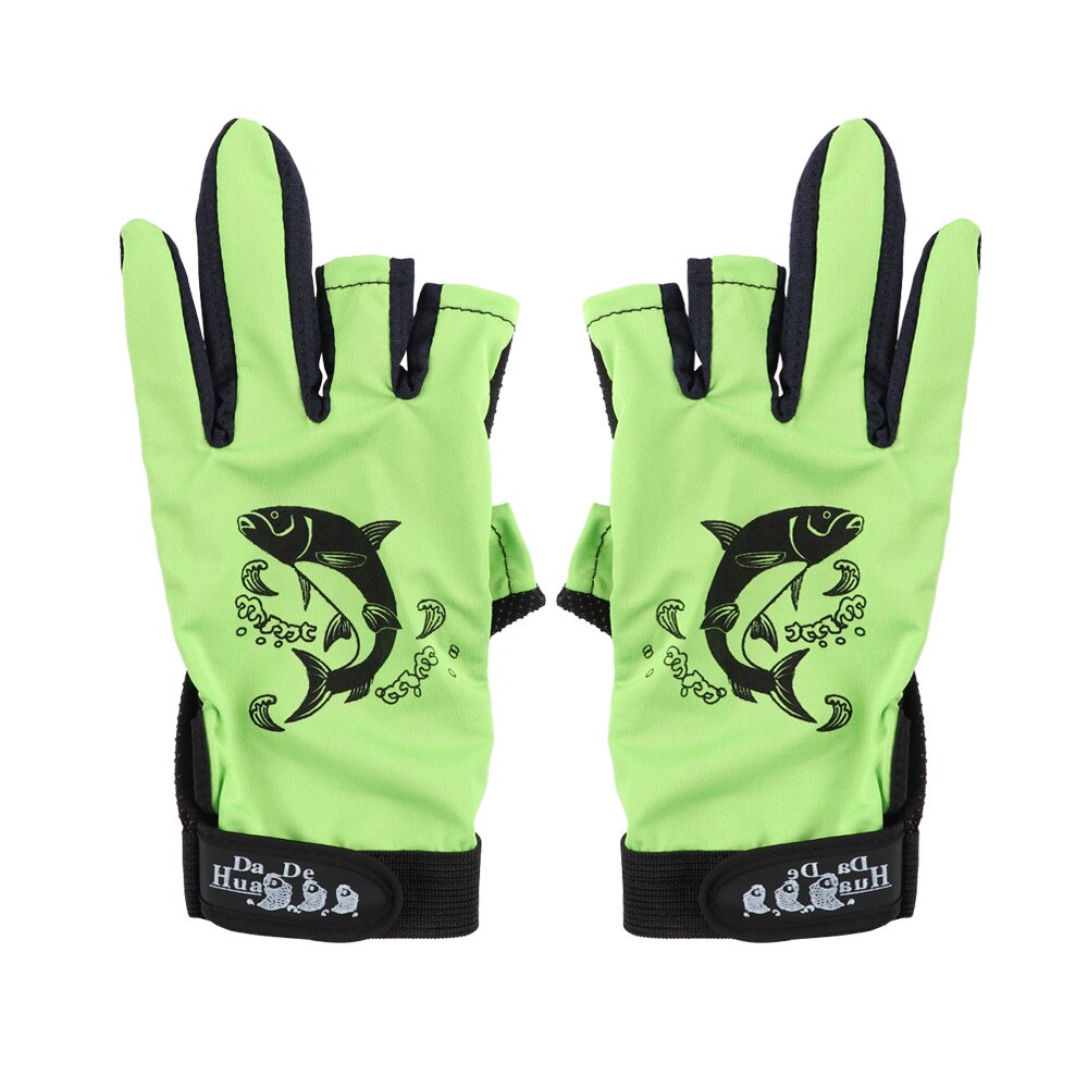 Sun Protection 3 Fingerless Fishing Gloves Breathable Quick Drying Anti-slip Fishing Gloves fishing For Unisex Finger Glove: Type1-Green