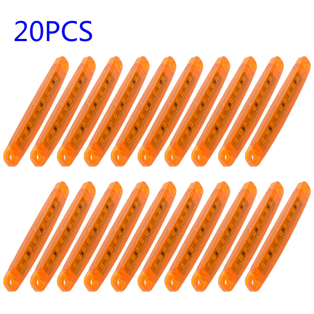 Luz LED de 20 piezas para camiones, luces de posición lateral para autobús o coche, iluminación ámbar impermeable, reemplazos de lámparas de señal de 24V