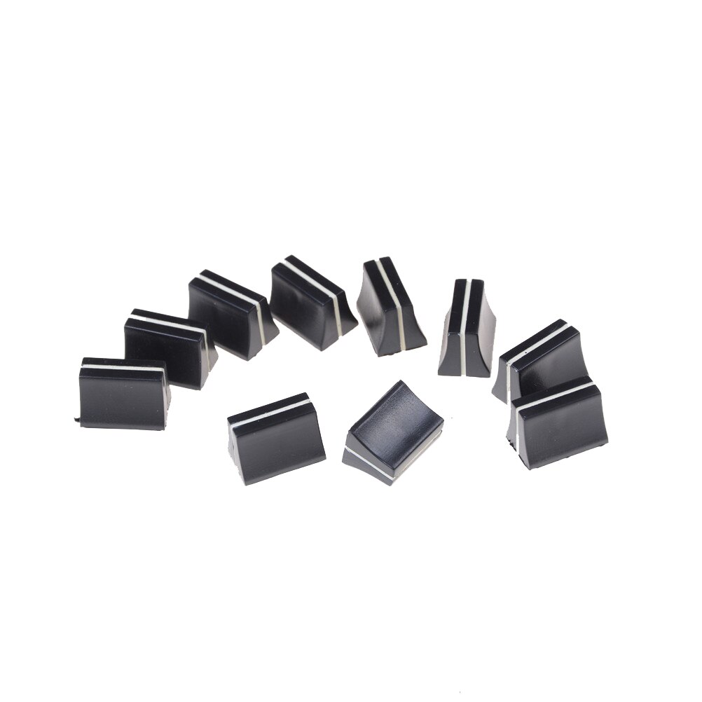 10pcs Slide Potentiometer Mixer Fader Knob 19mmLx12mmW for 4mm Shaft WF Switch Cap Black