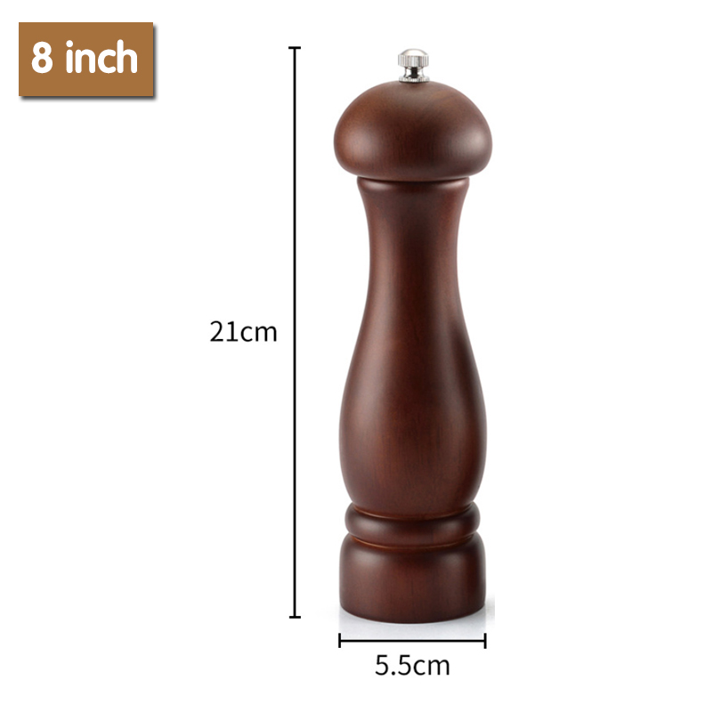 Solid wood pepper grinder pulverizer pepper mill salt and pepper shakers set seasoning bottle kitchen spice jar pepper sprayer: 8 inch
