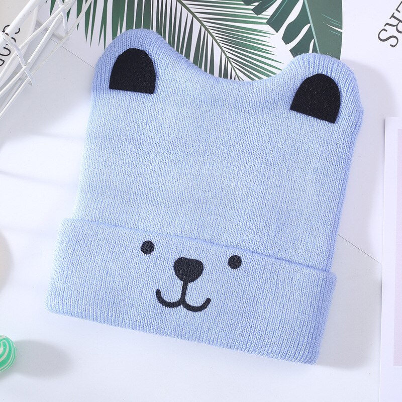 Kinderen 3d beren cartoon mutsen lente en herfst jongens meisjes mutsen gebreide mutsen winter warme effen kleur kindermutsen: 04