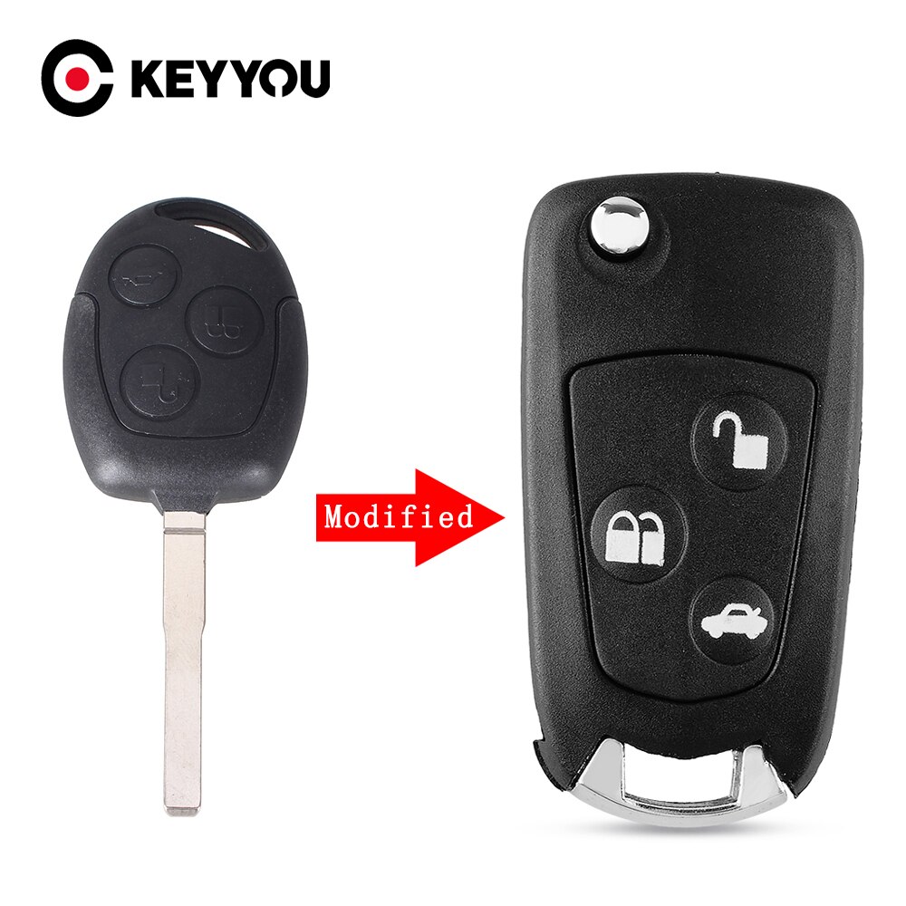 Keyyou 3 Knoppen Key Case Gewijzigd Flip Vouwen Afstandsbediening Sleutel Flip Fob Shell Voor Ford Focus Mondeo Fiesta Ka: Model 1