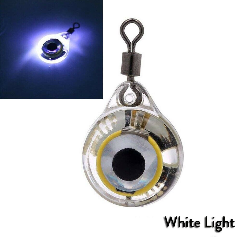 Señuelo de pesca con luz LED, forma de ojo, calamar, luminoso, para atraer peces, IP68, 20x: Blanco