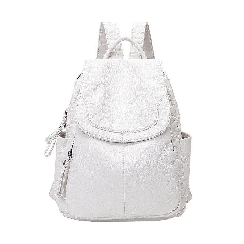 Witte pu leren rugzak voor dames reistas schooltassen voor tienermeisjes rugzak sac a dos mochila feminina: Wit