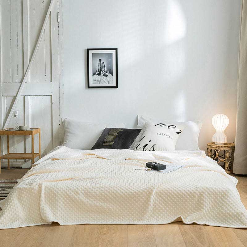 Tosidig tykkere ren farge bobleteppe flanell kast helårstepper hjemmetekstil høst/vinter varmt koselig sengeteppe: Beige / 150 x 200cm