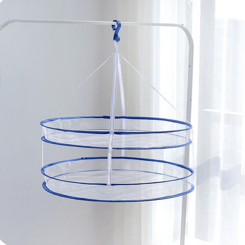 Panier de séchage à 2 couches pour vêtements | , cintre pliable suspendu, vêtements, pull à linge, sous-vêtements, panier pour sèche-linge, sac en filet