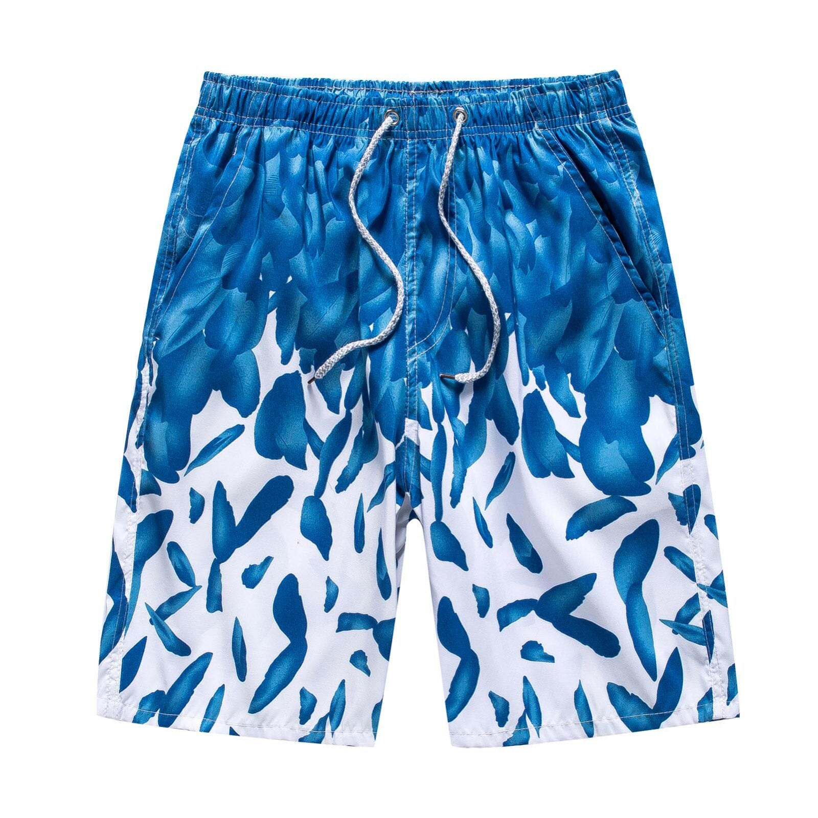 Summer Men's Board Beach Five-point Pants Surfing Swimming Trunks Dark Blue Sea Water Printing Men's Board Shorts #BL2