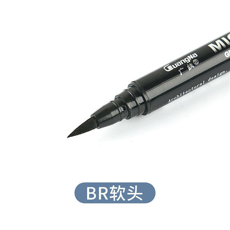 Pigment Liner Ink Paint Brush Marker Pen 0.05 0.1 0.2 0.3 0.4 0.5 0.6 0.8 Different Tip Black Fineliner Sketching Brush Pen Pens: BR